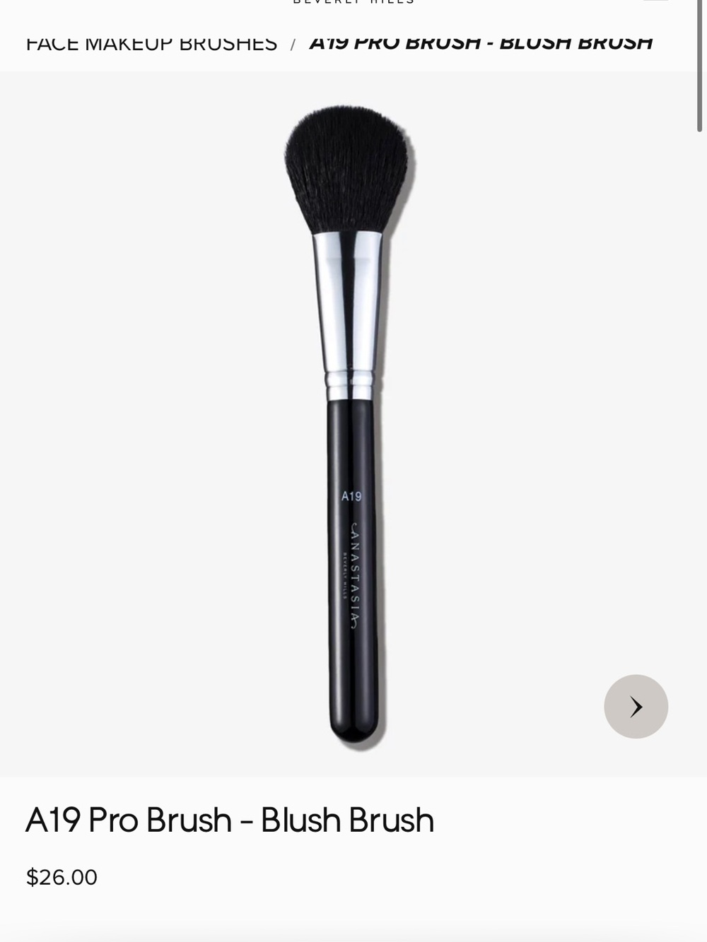 Anastasia Beverly Hills A19 Pro Blush Brush in Black and Silver